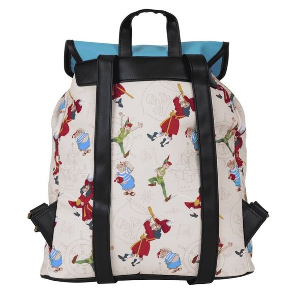 NWT Loungefly Peter Pan Captain Hook Disney Skull‎ Backpack Bag Faux Leather - Picture 3 of 12